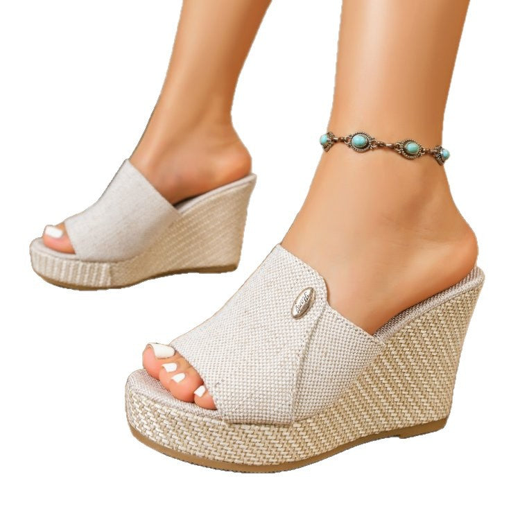 Damen Wedge-Pantoletten mit modischem Schnitt und elastischen Riemen R&B