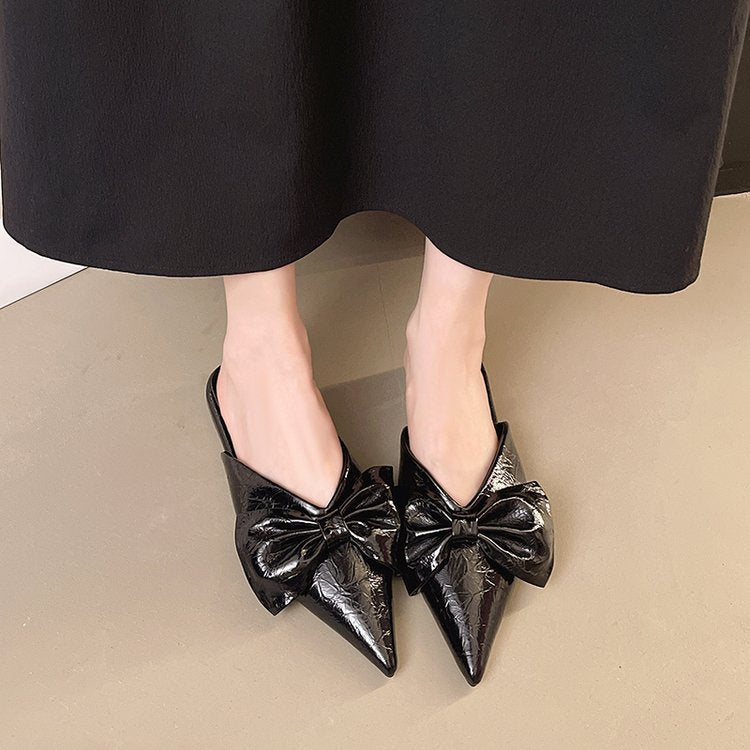 Damen elegante Mules mit verziertem Schleifenakzent R&B