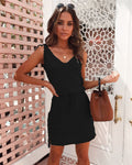 Damen lässiges Sommerkleid mit verstellbaren Trägern und seitlichen Schlitzen R&B