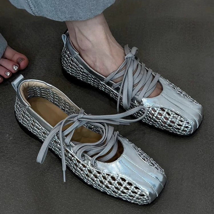 Damen modische Schnürschuhe mit atmungsaktiver Obermaterialstruktur und elastischen Riemen R&B