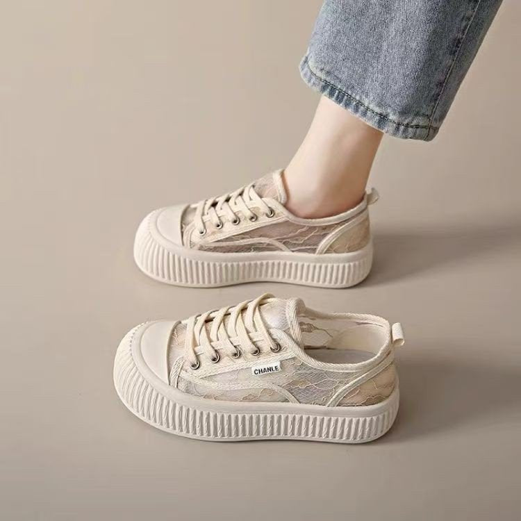 Damen Modische Sneaker mit hohem Plateau und atmungsaktiver Oberflächenstruktur R&B