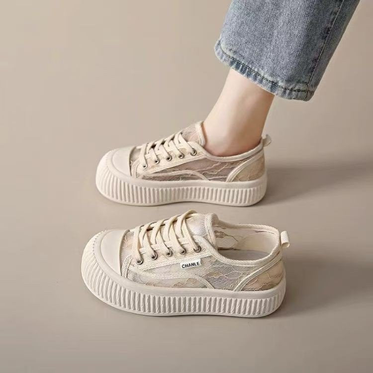 Damen Modische Sneaker mit hohem Plateau und atmungsaktiver Oberflächenstruktur R&B