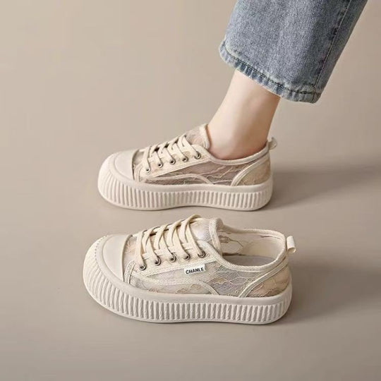 Damen Modische Sneaker mit hohem Plateau und atmungsaktiver Oberflächenstruktur R&B