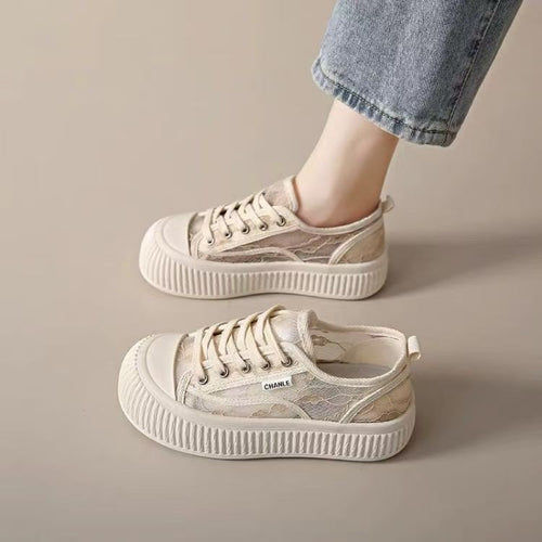 Damen Modische Sneaker mit hohem Plateau und atmungsaktiver Oberflächenstruktur R&B
