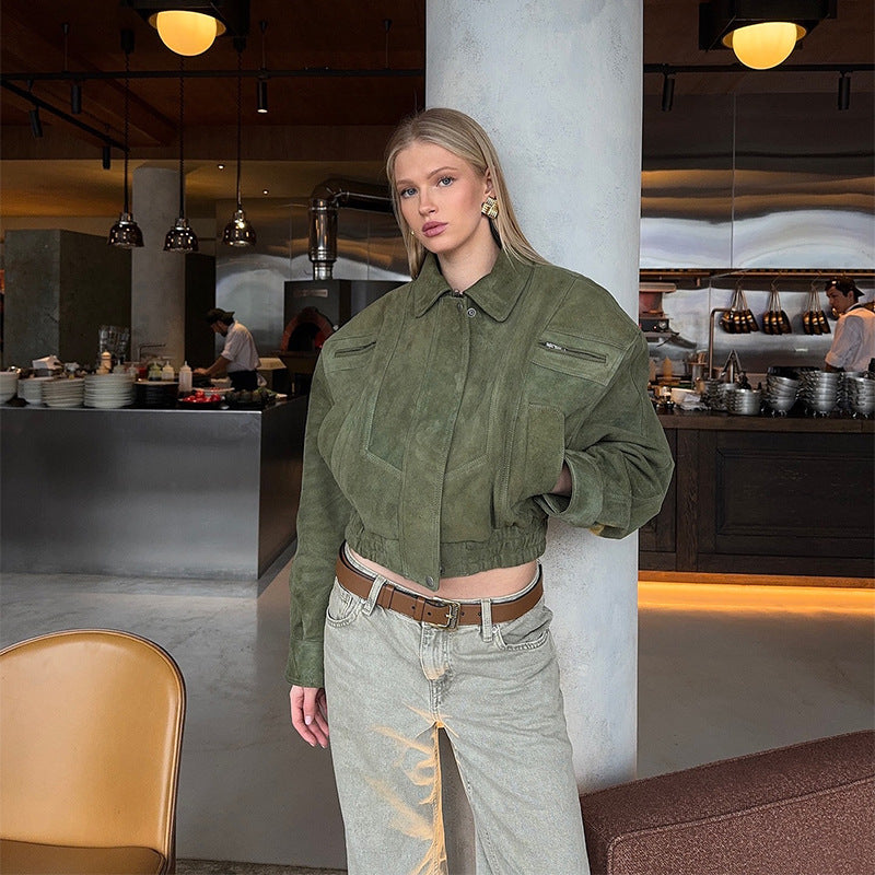 Damen Snacklederjacke mit lässigem Schnitt R&B