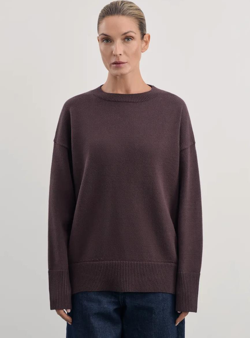Damen Bequemer und eleganter Strickpullover mit überschnittenen Schultern und Rippenbündchen R&B