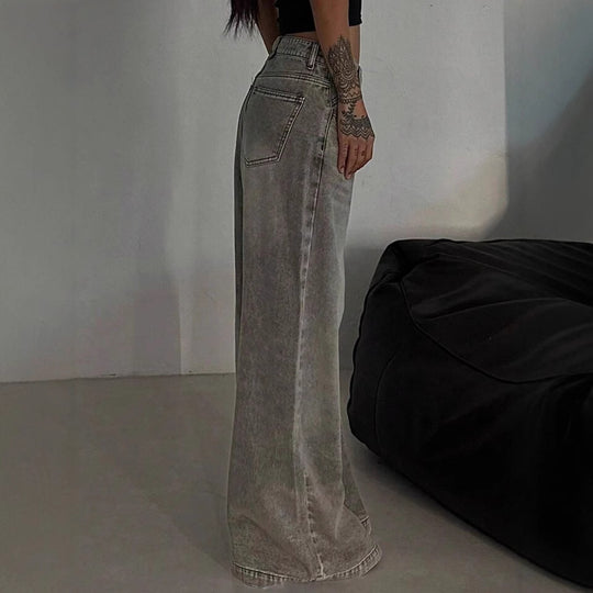 Damen Weit geschnittene High-Waist Jeans mit lässigem Style R&B