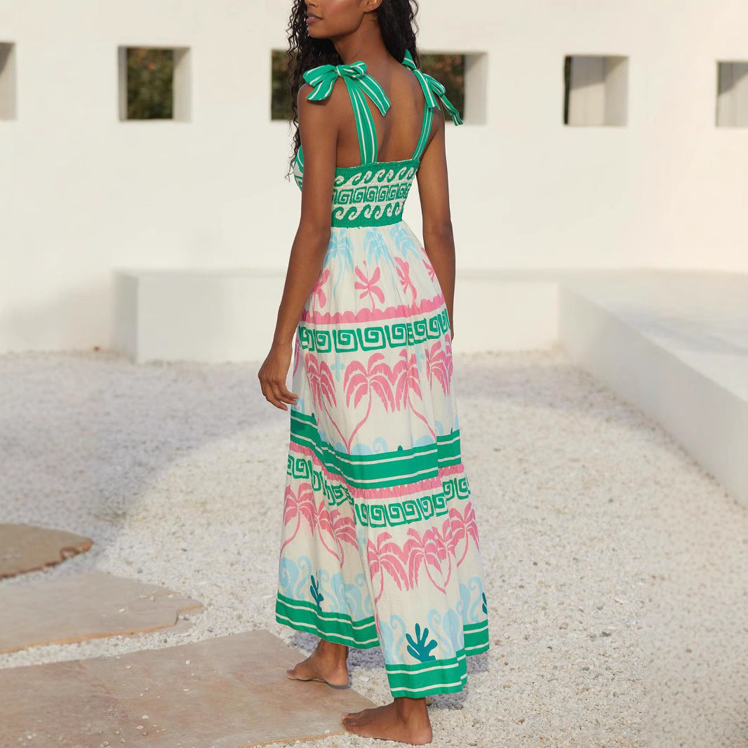 Damen Sommerliches Maxikleid mit einzigartigem grafischem Muster und praktischen Taschen R&B