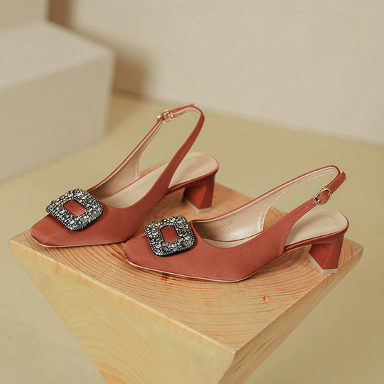 Damen Slingback-Pumps mit dekorativem Schmuckelement und komfortablem Blockabsatz R&B