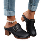 Damen Clogs mit modischem Schnallen-Design und komfortablem blockiertem Absatz R&B