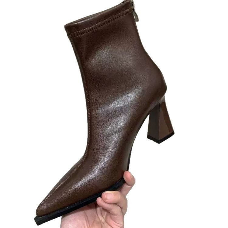 Damen elegante Ankle Boots mit spitzem Design und komfortablem Blockabsatz R&B