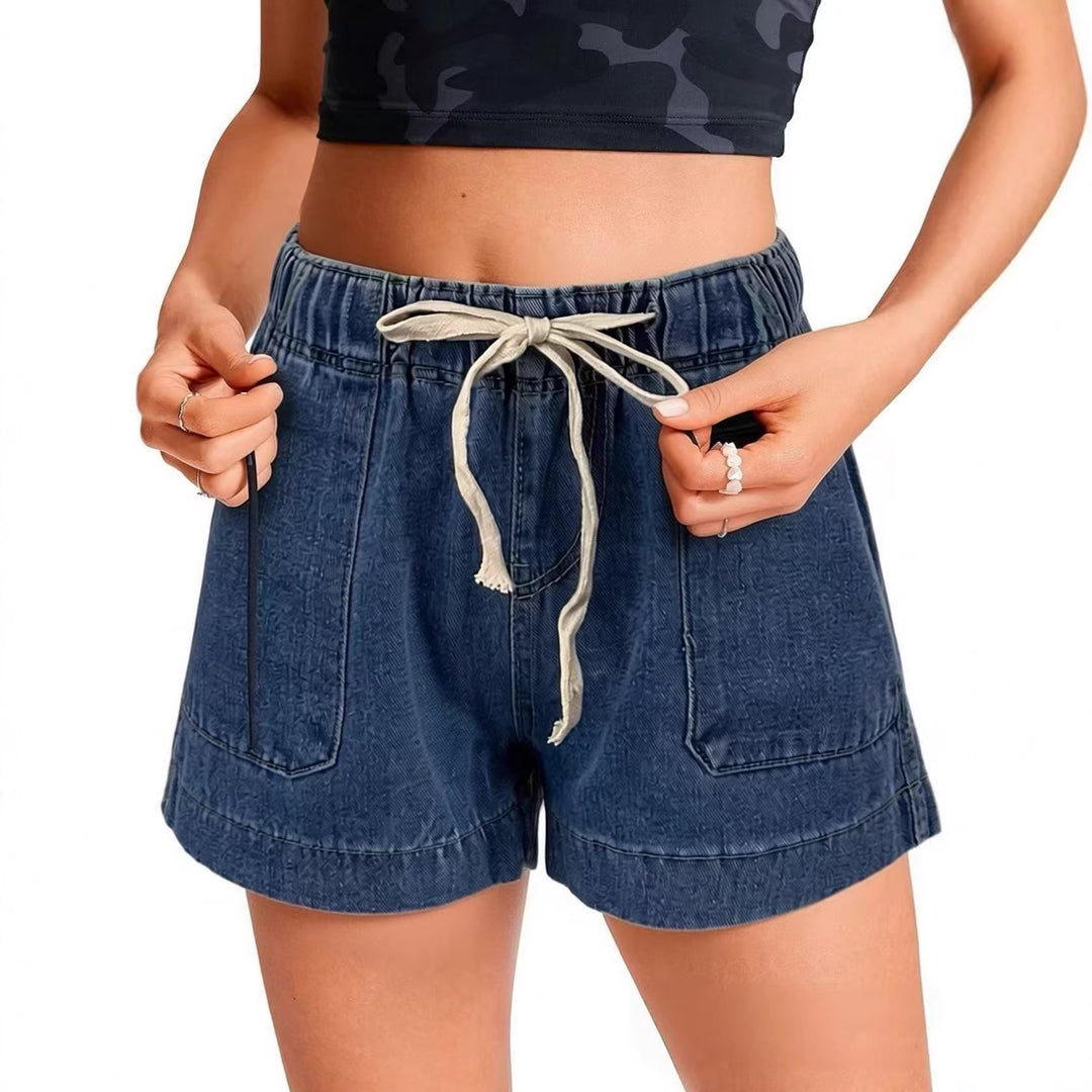 Damen Legere Denim-Shorts mit elastischem Bund R&B