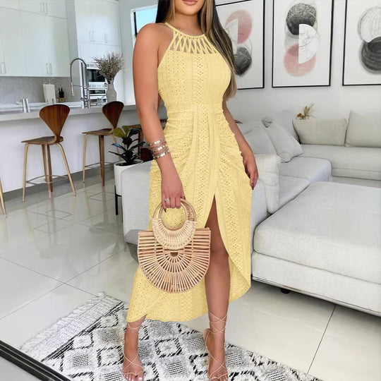 Damen Maxikleid mit raffiniertem Rippendesign und aufregendem Schlitz R&B