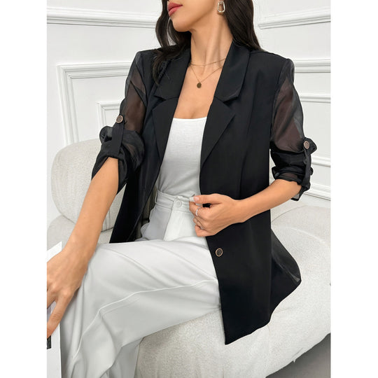 Damen Eleganter Blazer mit transparenten Ärmeln R&B