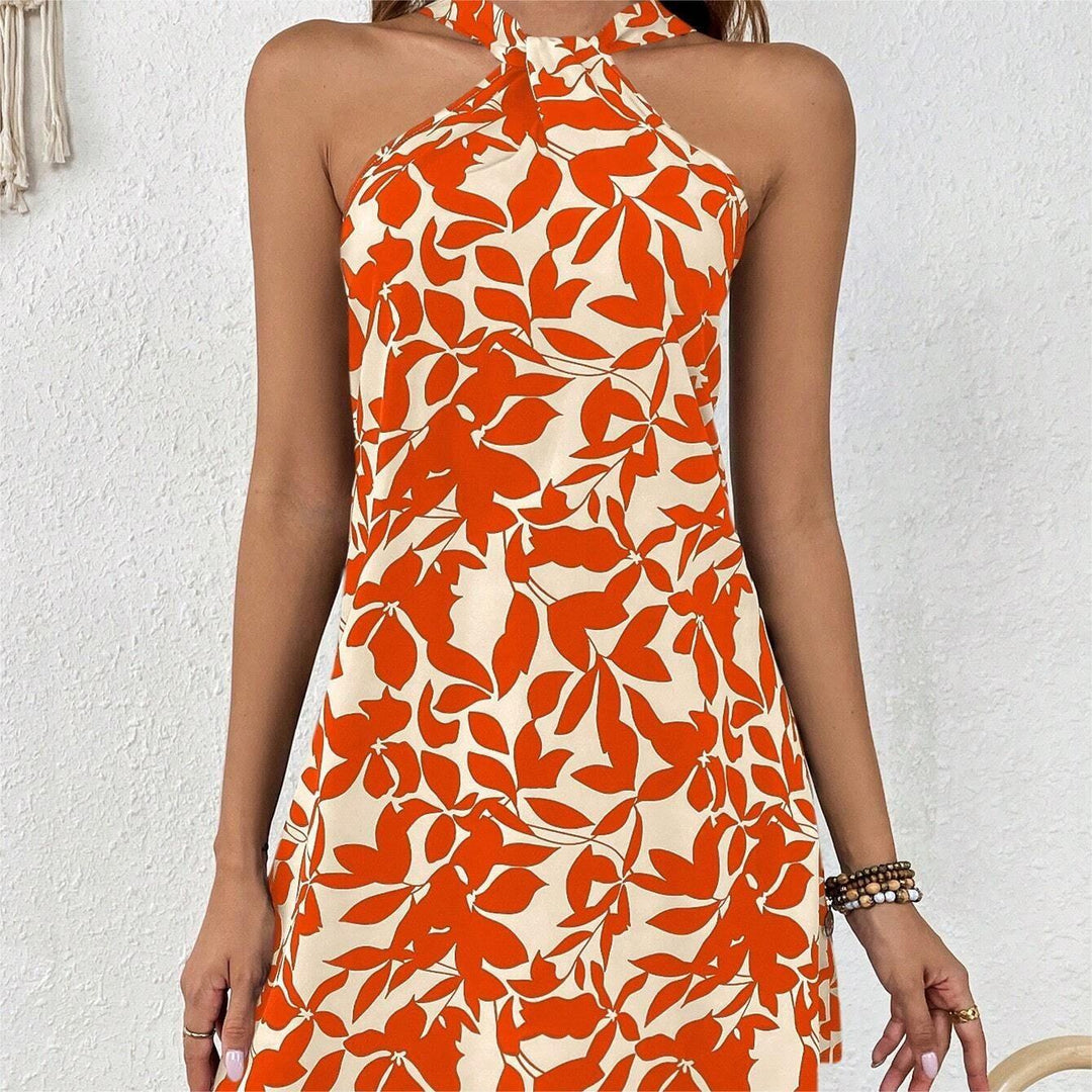 Damen Schlagendes Minikleid mit modernem Halterdesign und floralem Muster R&B