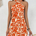 Damen Schlagendes Minikleid mit modernem Halterdesign und floralem Muster R&B