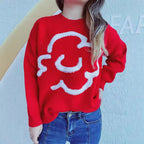 Damen gemütlicher Pullover mit verspieltem Motiv R&B