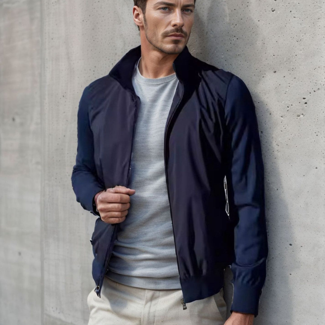 Herren stylische Freizeitjacke mit hohem Kragen und praktischen Taschen R&B