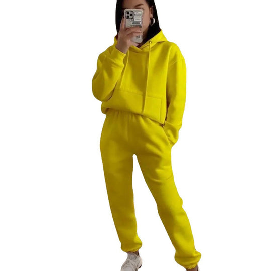 Damen Komfortabler Fleece Hoodie und Jogginghose Set R&B