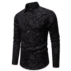Herren Langarmhemd mit detailreicher Blumenstickerei R&B