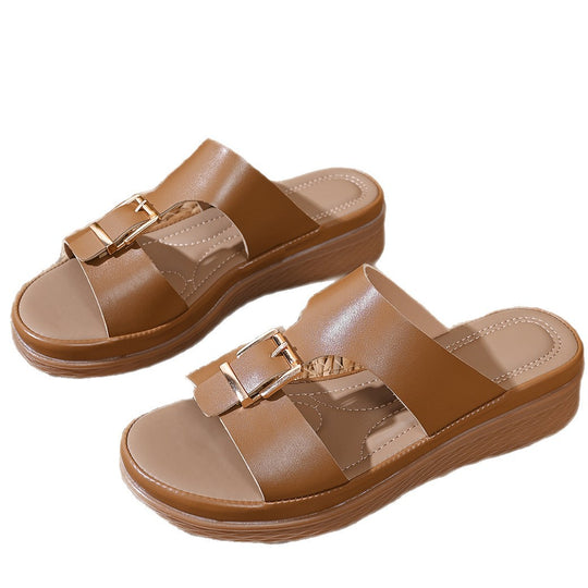 Damen Plateau-Sandalen mit modischem Riemen-Design und eleganter Schnallenverzierung R&B