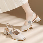 Damen Slingback-Pumps mit modischem Schmuckdetail und komfortablem Blockabsatz R&B