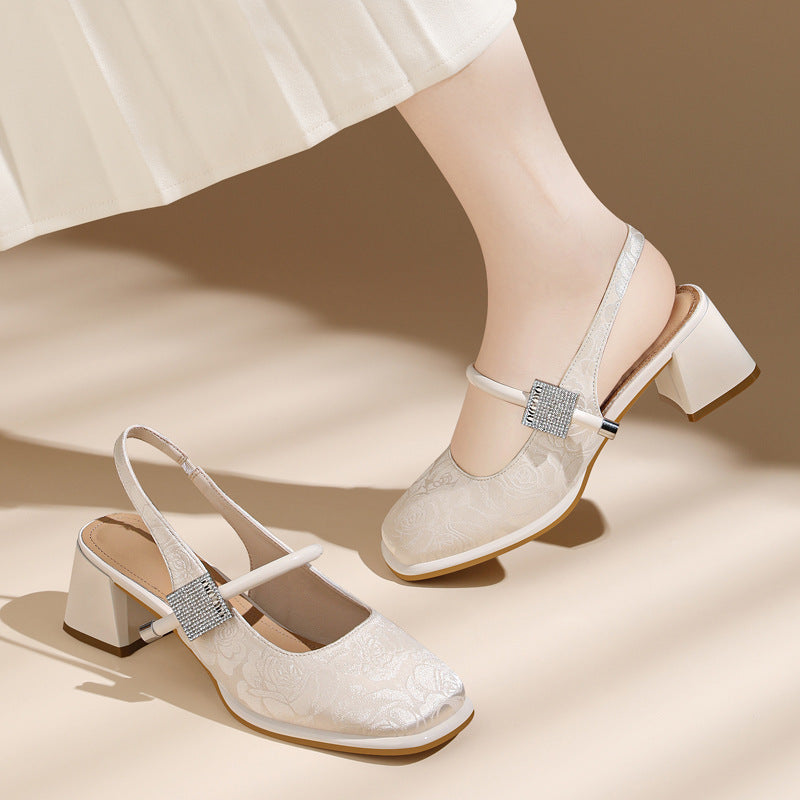 Damen Slingback-Pumps mit modischem Schmuckdetail und komfortablem Blockabsatz R&B