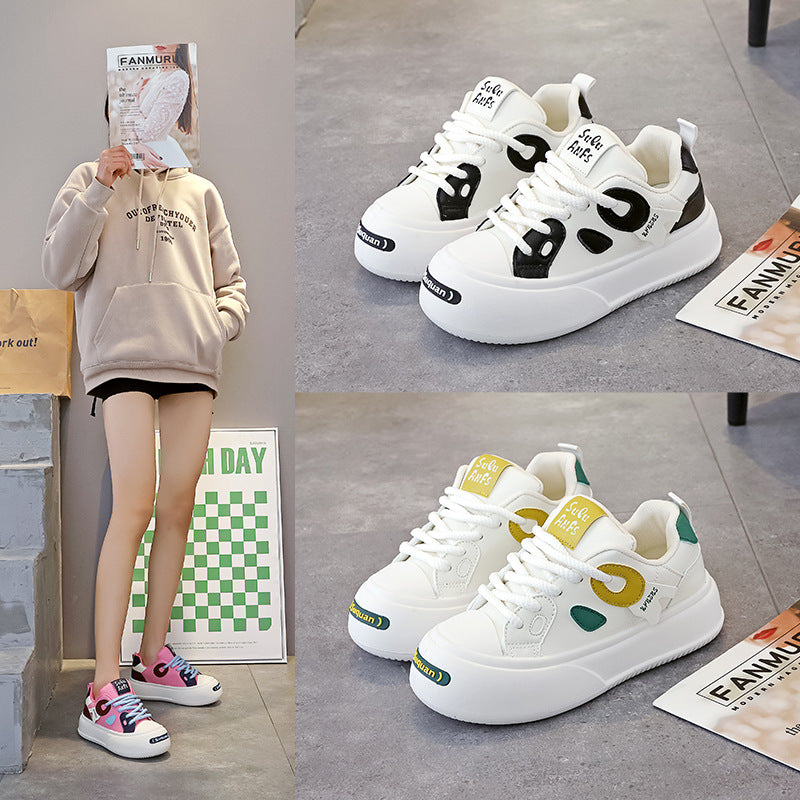 Damen modische und bequeme Sneakers mit hoher Sohle und klarem Design R&B