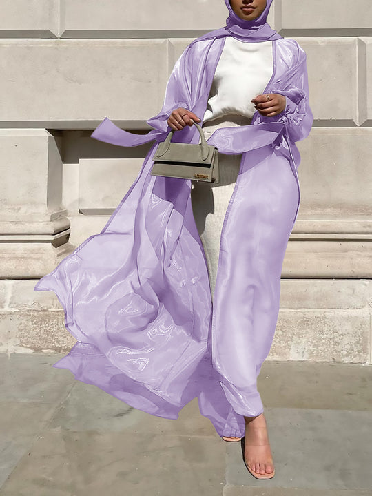 Damen Luftige Kimono-Jacke mit filigranem Design und weiten Ärmeln R&B