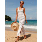 Damen transparentes Häkel-Strandkleid mit hohem Schlitz und stylischem Schnitt R&B