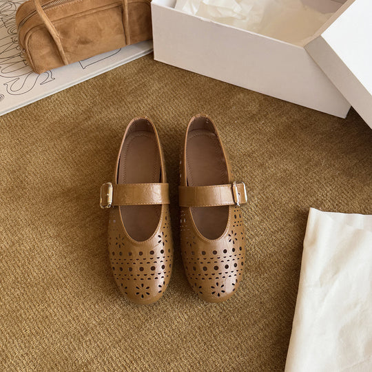 Damen Ballerinas mit hochwertiger Metalloberfläche und dekorativem Riemchen R&B