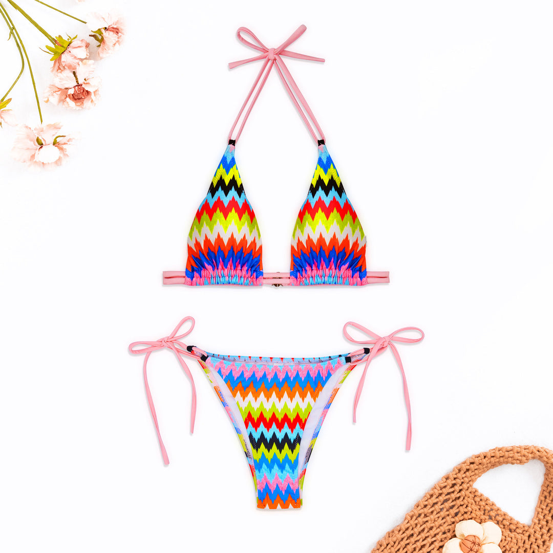 Damen Gemusterter Bikinis mit verstellbaren Trägern R&B