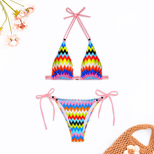Damen Gemusterter Bikinis mit verstellbaren Trägern R&B