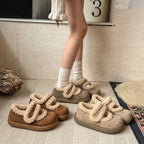 Damen Kuschelige Hausschuhe mit warmem Futter und verstellbarem Riemen R&B