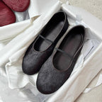 Damen Ballerinas aus samtigem Obermaterial mit elastischem Riemen R&B