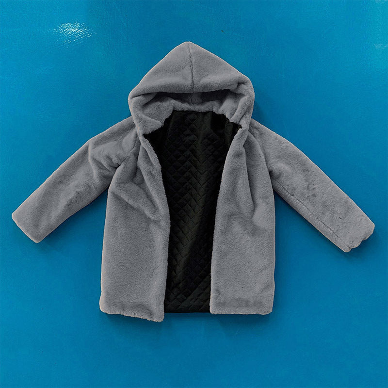 Damen Flauschige Kapuzenjacke aus Kunstfell mit dekorativem Schnitt R&B