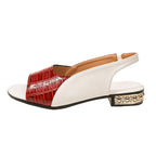 Damen Slingback Sandalen mit modischem Croco-Design und eleganter Absatzdekor