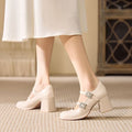 Damen elegante Mary Jane Pumps mit funkelnden Schnallen R&B