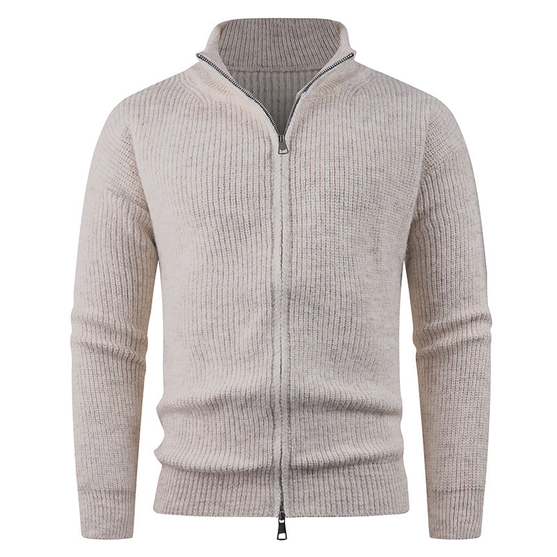 Herren Strickpullover mit hohem Kragen und dekorativem Reißverschluss R&B