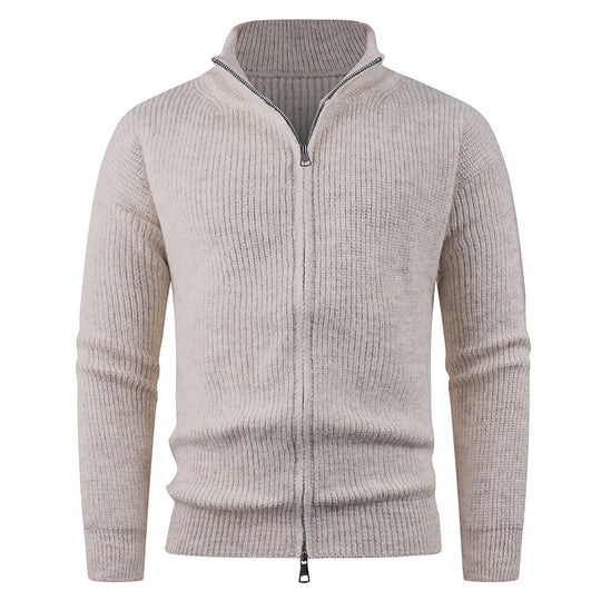 Herren Strickpullover mit hohem Kragen und dekorativem Reißverschluss R&B