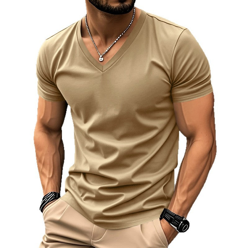 Herren V-Ausschnitt T-Shirt aus atmungsaktiver und schnelltrocknender Baumwolle R&B