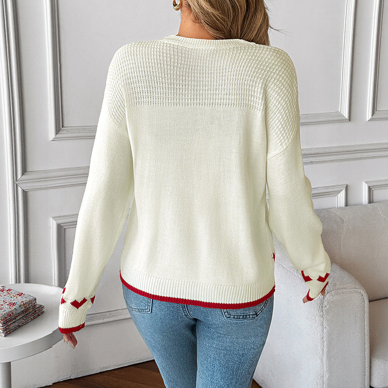 Damen Strickpullover mit Herzmotiv und strukturierter Oberfläche R&B