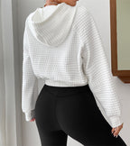 Damen modischer cropped Hoodie mit strukturierter Oberfläche R&B