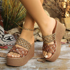 Damen Wedge-Sandalen mit geflochtenen Detail