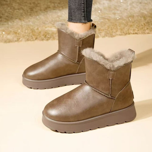 Damen Winterstiefel mit isolierendem Kunstfellkragen und rutschfester Sohle R&B