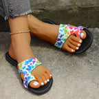 Damen Bequeme Zehentrenner-Sandalen mit floralen Motiven und ergonomischem Fußbett R&B