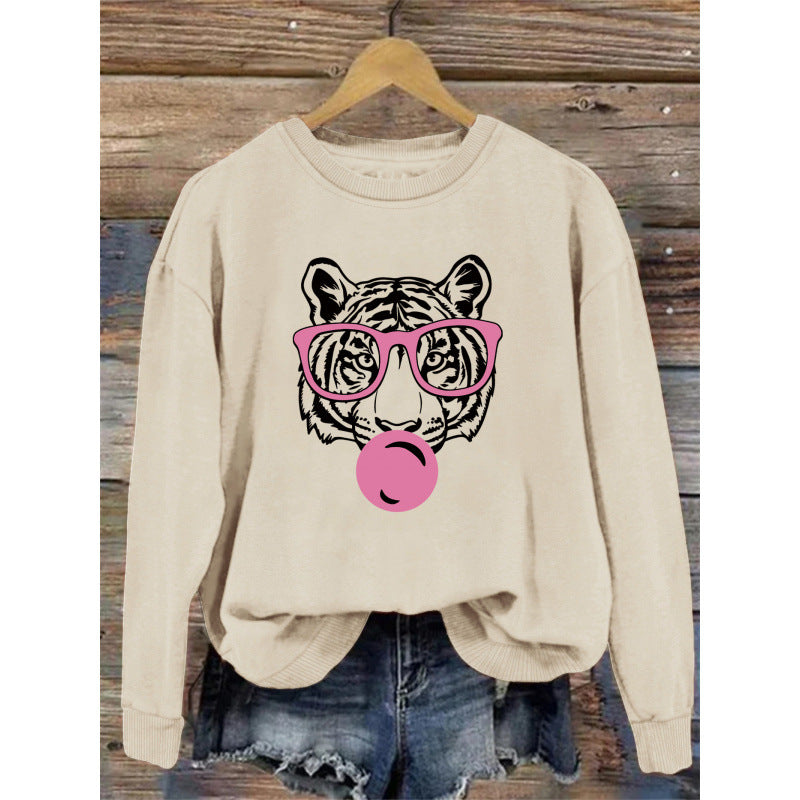 Damen Sweatshirt mit kreativem Tiger-Grafikdesign R&B