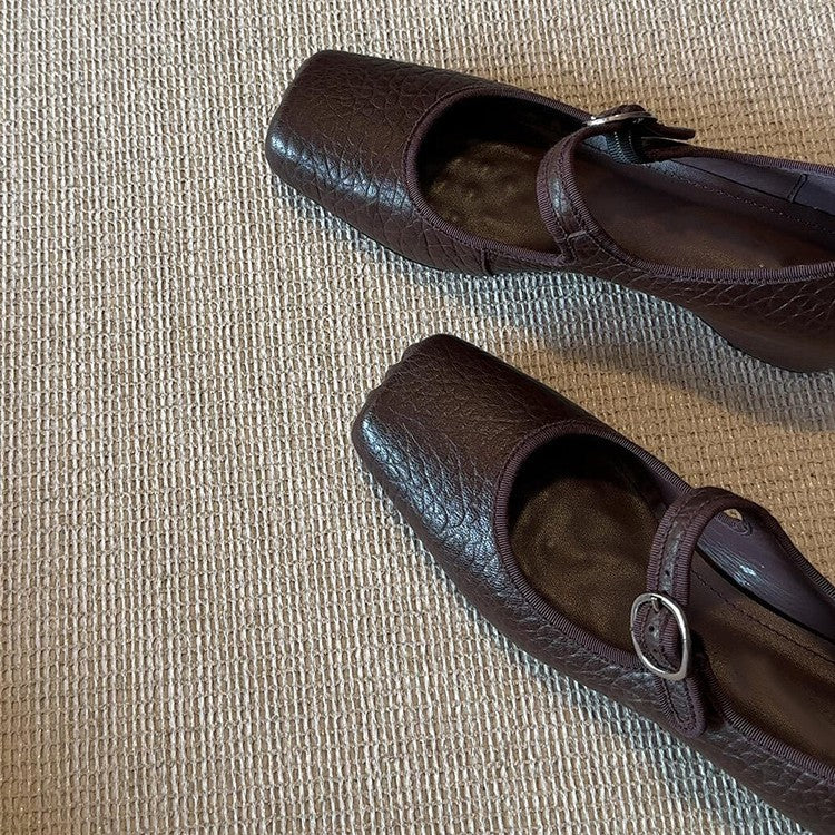 Damen Ballerinas mit einzigartigem Quadratzehen-Design und verstellbarem Riemen R&B