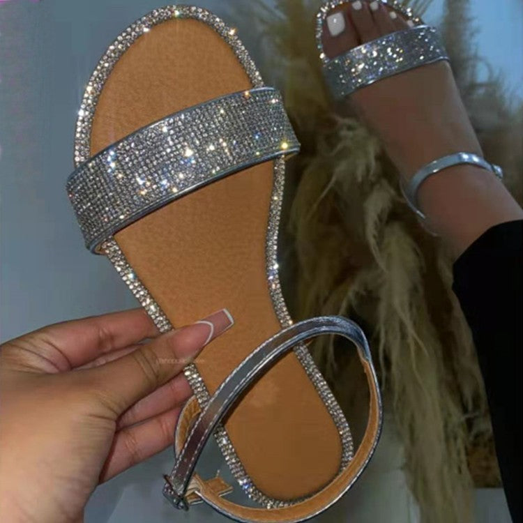 Damen Glamouröse Sandalen mit funkelnden Strassverzierungen und komfortablem Fußbett R&B