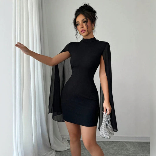 Damen Kleid mit eleganten Flügelärmeln und figurbetontem Schnitt R&B